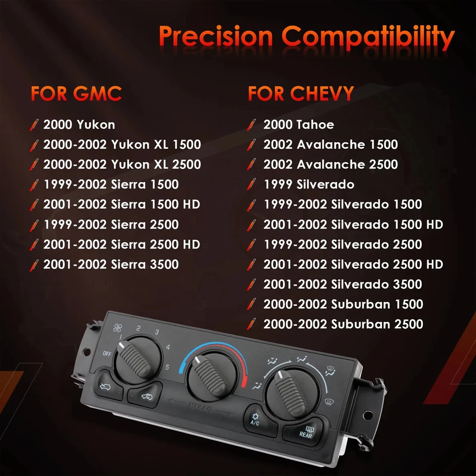 A/C Heater Climate Control Module Panel  For Chevrolet Avalanche 1500 2500 2002 - Image 4 of 4