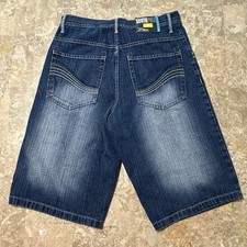 Vintage Southpole Jean Shorts Mens 34 Blue Embroidered Pockets Baggy Y2K Skate