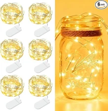 6 Pack Fairy Lights Battery Operated -7ft 20 LED Twinkle Lights Copper Wire Mini