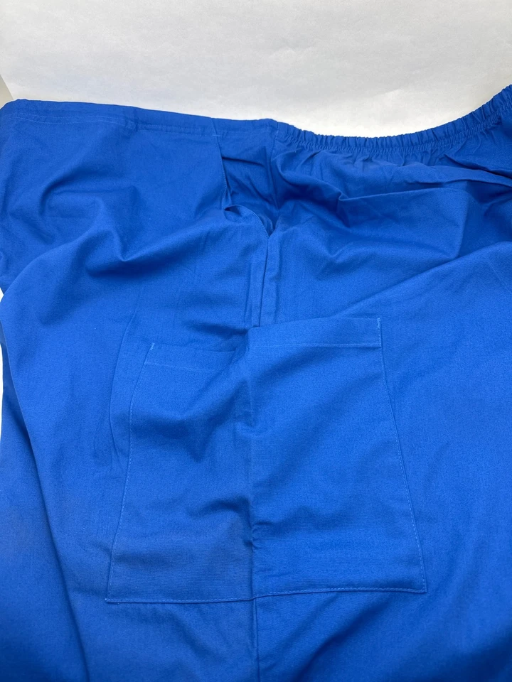 Unisex Medical Scrub Pant Straight Leg Drawstring ROYAL BLUE 6X 6XL 6 Pockets - Image 3 of 4