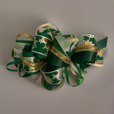 NEW St Patrick's Day Shamrock Girls 5   Hair Bow Handmade Green Gold Adorable