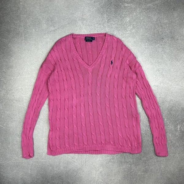 Women Polo Ralph Lauren Sweater Pink Cotton S #CJXS