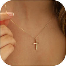 14K Gold Plated Cross Necklace for Women - Trendy Layered Choker Jewelry