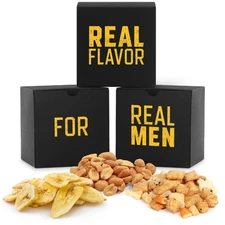 Mens Nut Gifts Box Featuring Spicy Peanuts Rice Crackers and Banana Chips in ...