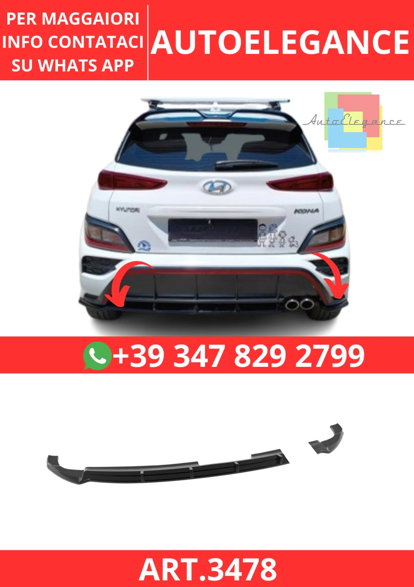 OmniPower Protezione Paraurti Nero Per Hyundai Kona SUV 2018 – ABS Autoadesivo