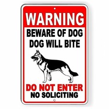 Beware of german shepard dog will bite do not enter metal sign security sbd046