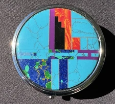 Travel Purse Pill Organizer, Sm Pill Box, 3 Compartment 2” Native American Style