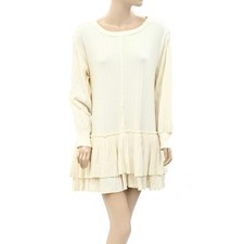 Free People Endless Summer Ruffle Tiered Mini Dress Oversized Solid S 285905