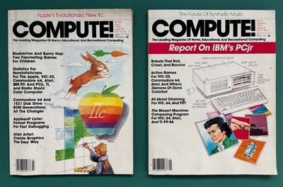 Compute! Magazines. Jan & July 1984. Apple IIc and IBM's PCjr