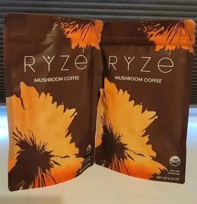 2 Packs Organic RYZE Mushroom Coffee  30 Servings Per Pack -Free Shipping