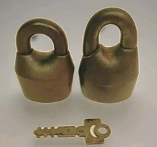 Padlocks 1 With Working Key 1 Pat Pending On Bottom Lot of 2 Locks 1 Key Vtg