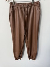 A New Day Womens Faux Leather Jogger Pants Drawstring Pockets Brown Size XS