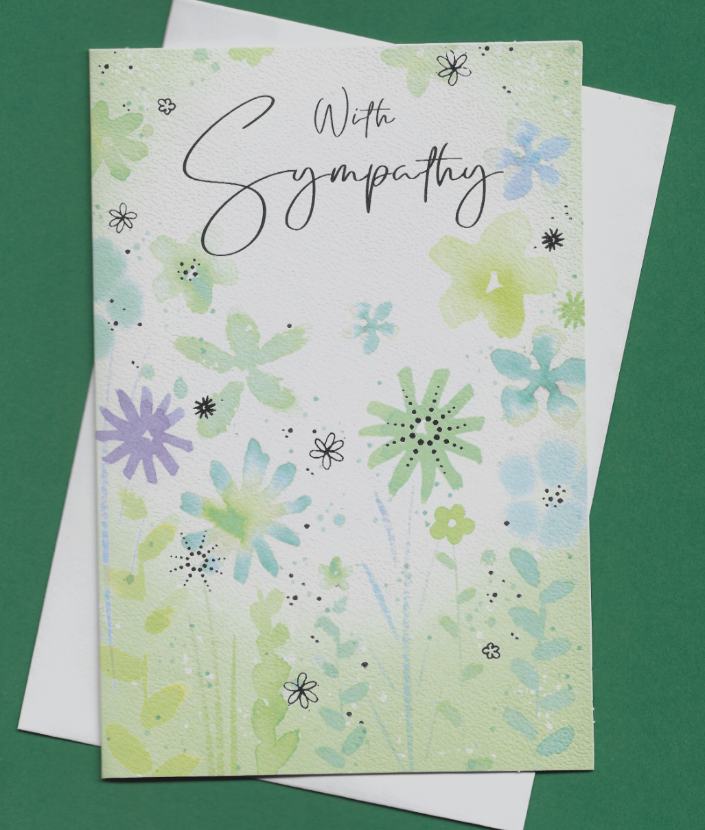 With Sympathy Card Open Condolence Bereavement Mourning Thinking Loss
