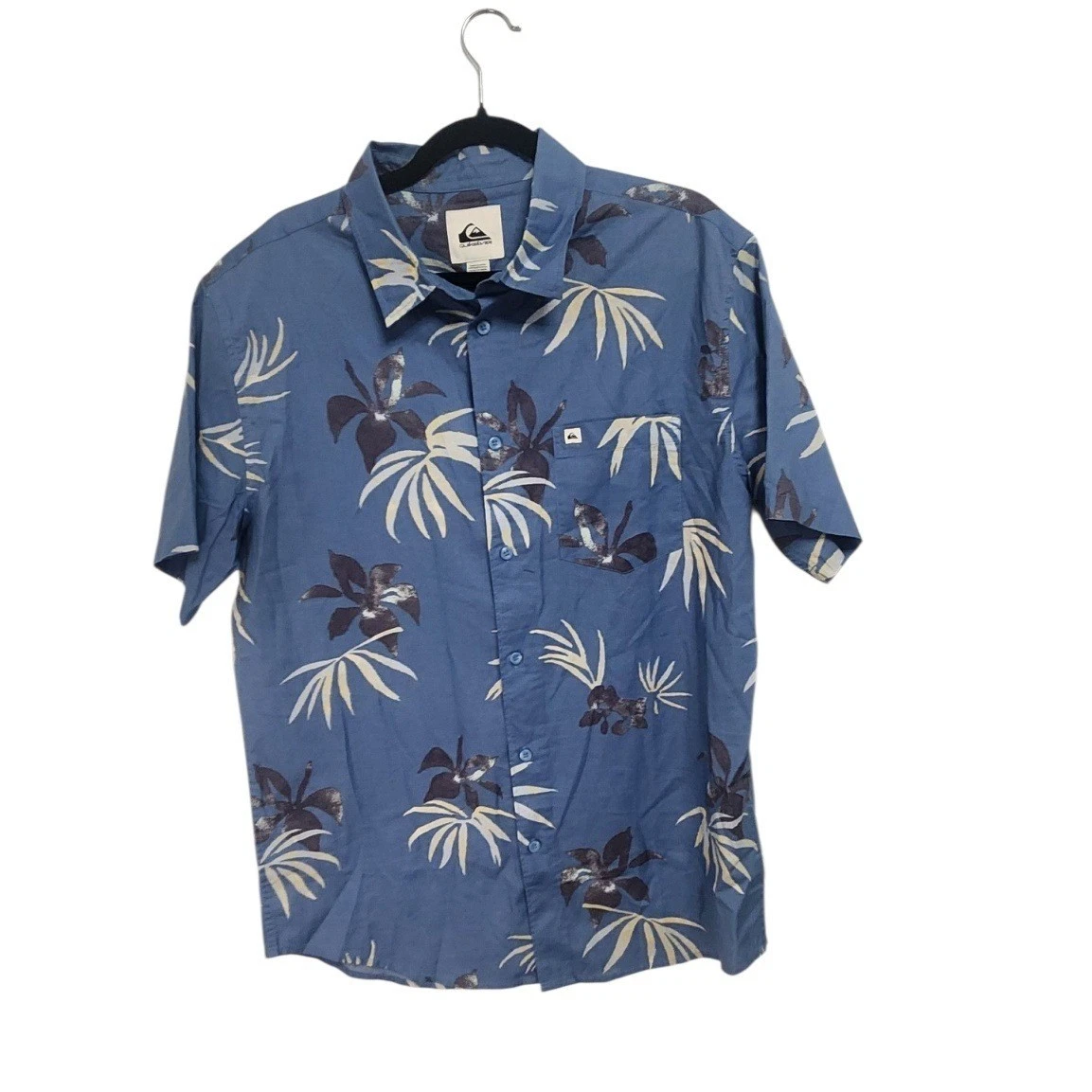 Quiksilver Apero Classic SS Shirt Mens Large Blue Floral NWT