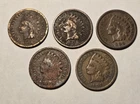 1880 1891 1899 1906 1908 Lot Of 5 Indian Head Cents 1c Penny - Culls/Damaged
