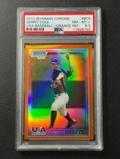 GERRIT COLE PSA 8.5 2010 BOWMAN CHROME USA BASEBALL ORANGE REFRACTOR 1ST RC /25