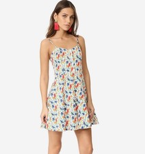 alice + olivia White Nella Bird Pattern Sleeveless Mini Dress  - Size - 0