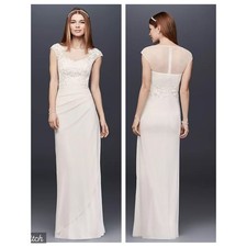 Elegant New David’s Bridal Chiffon Mesh Wedding Gown