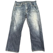 Levi Strauss Co 569 Loose Fit Dark Wash Distressed Denim Jeans Mens 36x32 R tab