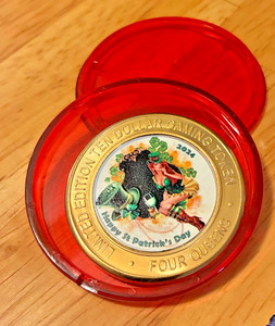 Casino Silver Strike 4 Queens Las Vegas Red Cap  .999 pure silver  St. Patrick's