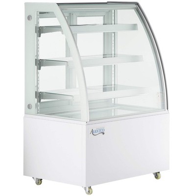 37'' White 3-Shelf Curved Glass Refrigerated Bakery Display Case w/ LED Lighting