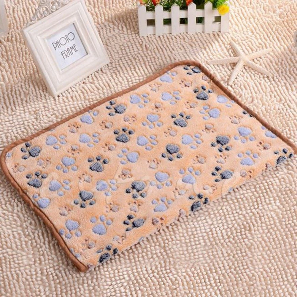Warm Cat Bed Soft Plush Furry Rectangle Pet bed for Small Dog Heart Paw Print