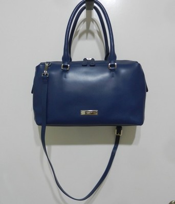 AGNES b. VOYAGE Blue Leather 2-Handle Removable Adjustable Crossbody Bag