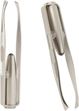 2 PCS Eyebrow Tweezers Stainless Steel with LED Light Anti-Static