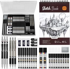 Art Drawing Supplies Kit – Mechanical Pencils, 9x12 Sketchbook & Lead Refills 