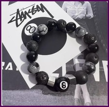 Pulsera de cuentas de billar negras de 8 manos para hombre y mujer, joyer a de m