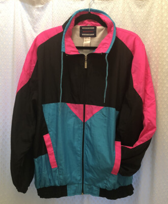 Vintage 90s Neon Jacket By Bovatinni Original Sportswear Size XL