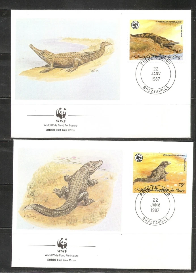 Congo SC # C367-C370 Crocodiles  FDC. World Wide Fund Covers - Image 2 of 2