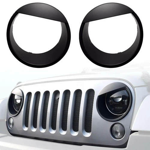 Accessories Headlight Bezels Panel Trim for 2007-17 Jeep JK Wrangler & Unlimited