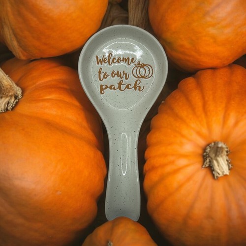 “Welcome To Our Patch” Ceramic Spoon Rest Thanksgiving Autumn Fall 9”