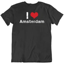 Amsterdam, Love Heart,  I love, Home, Travel Netherlands  T Shirt Tee Gift New