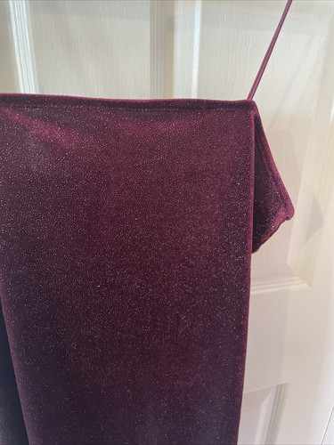 NEW LOOK Burgundy Purple Silver Sparkle Bodycon Velvet Feel Dress, Size 16 - Picture 3 of 6