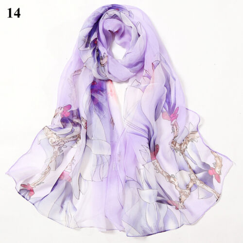 Women Long Floral Silk Blend Pashmina Scarf Wrap Shawl Sunscreen Scarves Gift π₯ - Picture 43 of 55