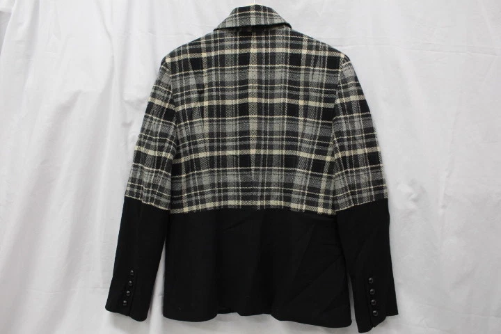 Chaqueta corta/ablazer JENNE MAAC negra a cuadros de lana para mujer talla L-B29 Foto 2 de 4