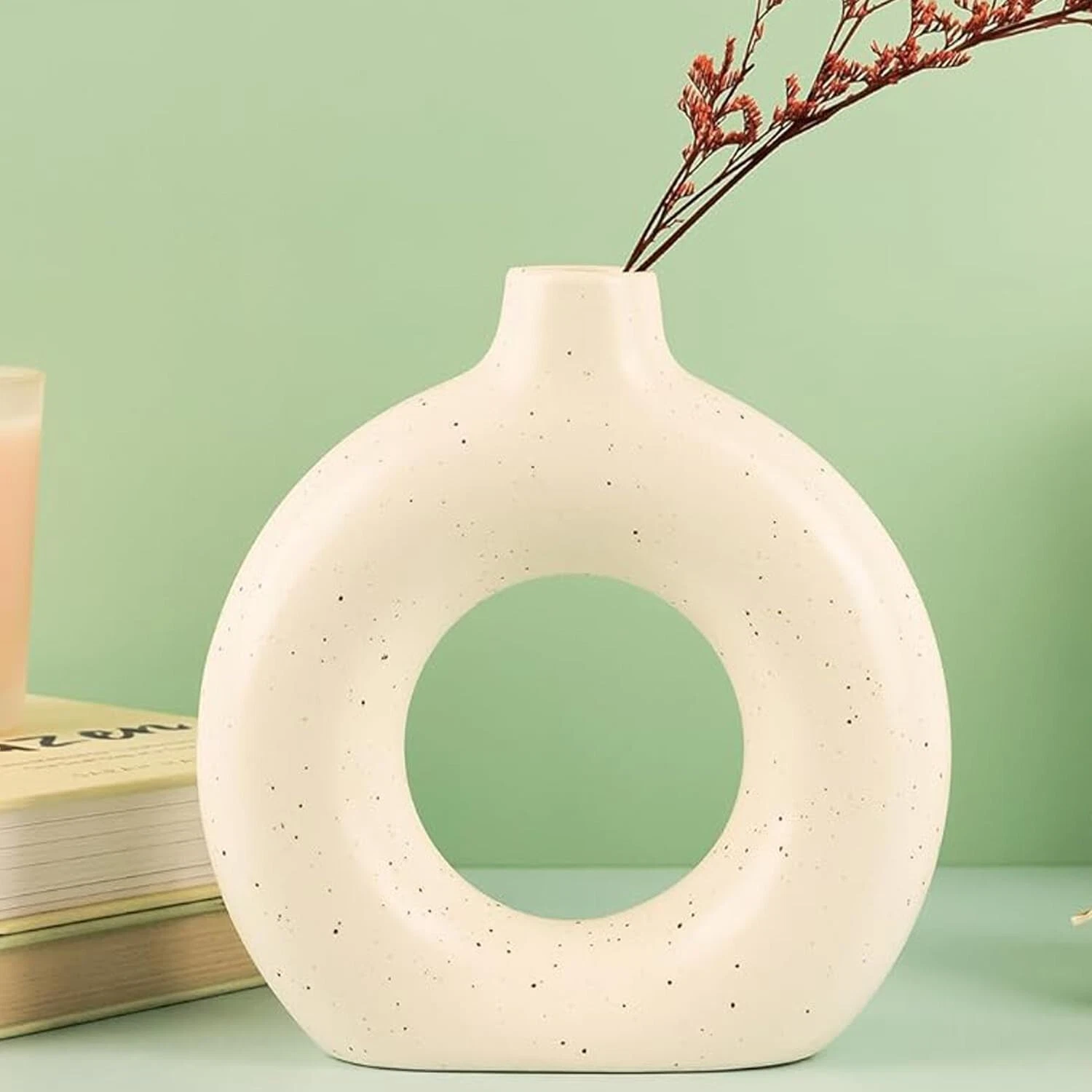 Ceramic Flower Vase Plant Pot Table Decorative Waterproof Earthy Matte Finish