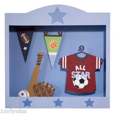 Lambs Ivy Wee Rascals Sports Shadow Box Wall Decor Art Boy's Room Baby  Nursery