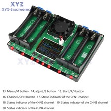 1/4 CH 18650 Battery Capacity Resistance Tester Auto Charging Discharge Module