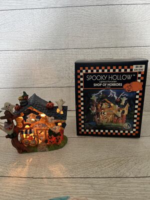 Vintage 1998 Spooky Horror Shop Of Horrors Porcelain Halloween House In Box