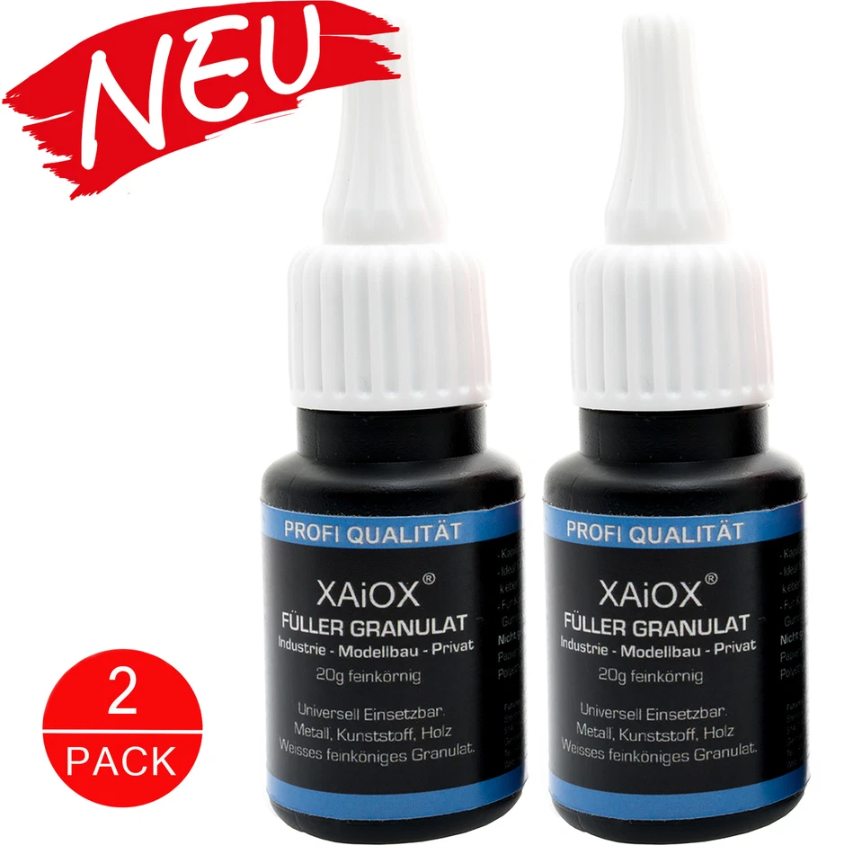 XAIOX® 2 x XAIOX llenadora gránulos 20 g para pegamento de segundos modelismo gránulos relleno