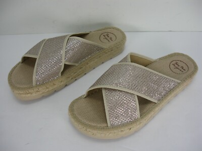 NEW TONI PONS ORIGENS BALI METALLIC SHIMMER ESPADRILLE SLIDES SANDALS WOMEN'S 40
