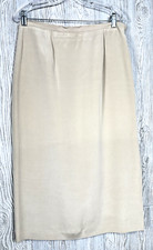 VTG Talbots Petites Beige Lined Size 14 100 Silk Maxi Skirt Straight Line