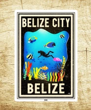 SCUBA Belize City Decal Sticker Vinyl Tropical Ocean Reef Vintage Style 3.75"