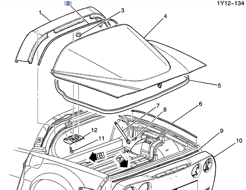 Chevrolet Corvette 2005-2013 ventana de escotilla trasera sello delantero antideslizante OEM Foto 4 de 4