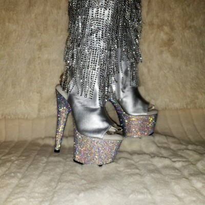 ★貴重★ everready / reinheitsgebot Bejeweled 3019DM Silver Rhinestone Platform 7