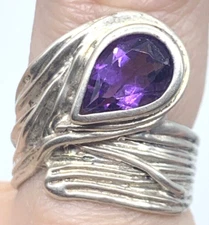 Sterling Silver Hagit Gorali Israel Amethyst Ring Size 6 Modernist