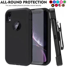 For iPhone XS XR XS Max Shockproof Defender Heavy Duty Case With Clip + Screen